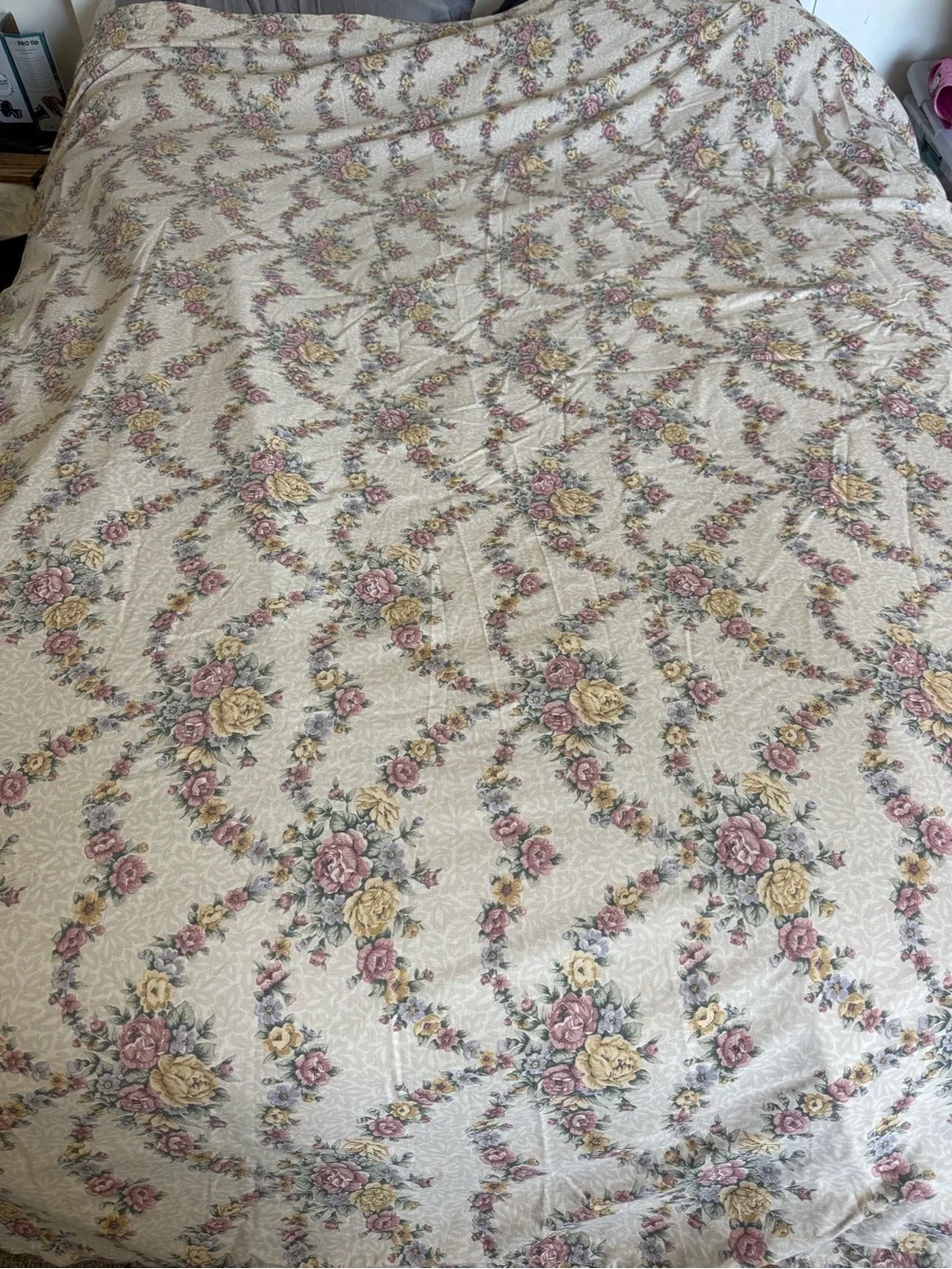 Vintage Jessica McClintock Queen Floral 3 Pc Bed Sheet Set
